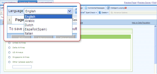 Multiple languages for surveys