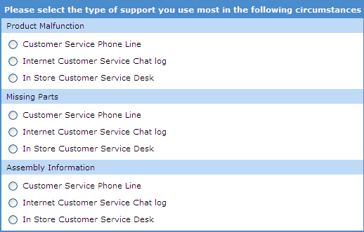 Group Grid Stand-Alone Radio Button