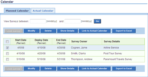 Survey Calendar