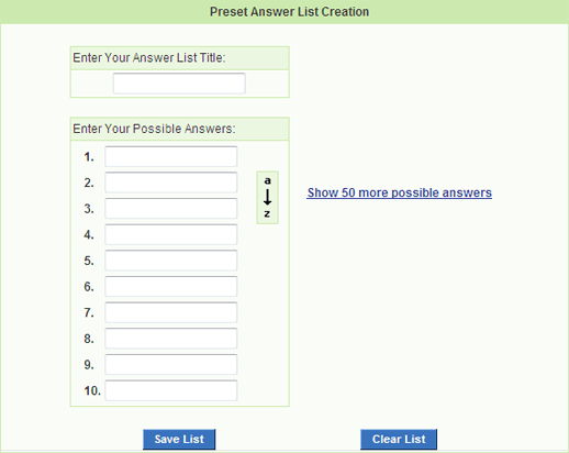 Custom Answer Lists